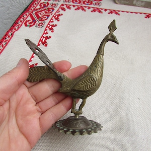 Antique Brass Peacock, Vintage Solid Brass Peacock Figurine, Handmade Peacock Sculpture, Engraved Brass Animal Figurine, Figure Decorative