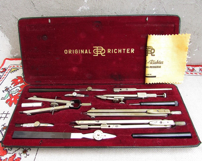 Vintage Drafting Set E.O. Richter&co. Kopernikus VII, German Engineering Architect Drawing