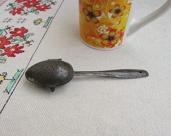 Cuchara infusora de té vintage de acero inoxidable: colador de hojas sueltas