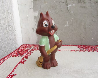 Vintage Rubber Beaver Toy: USSR Collectible, 1970s Retro Doll