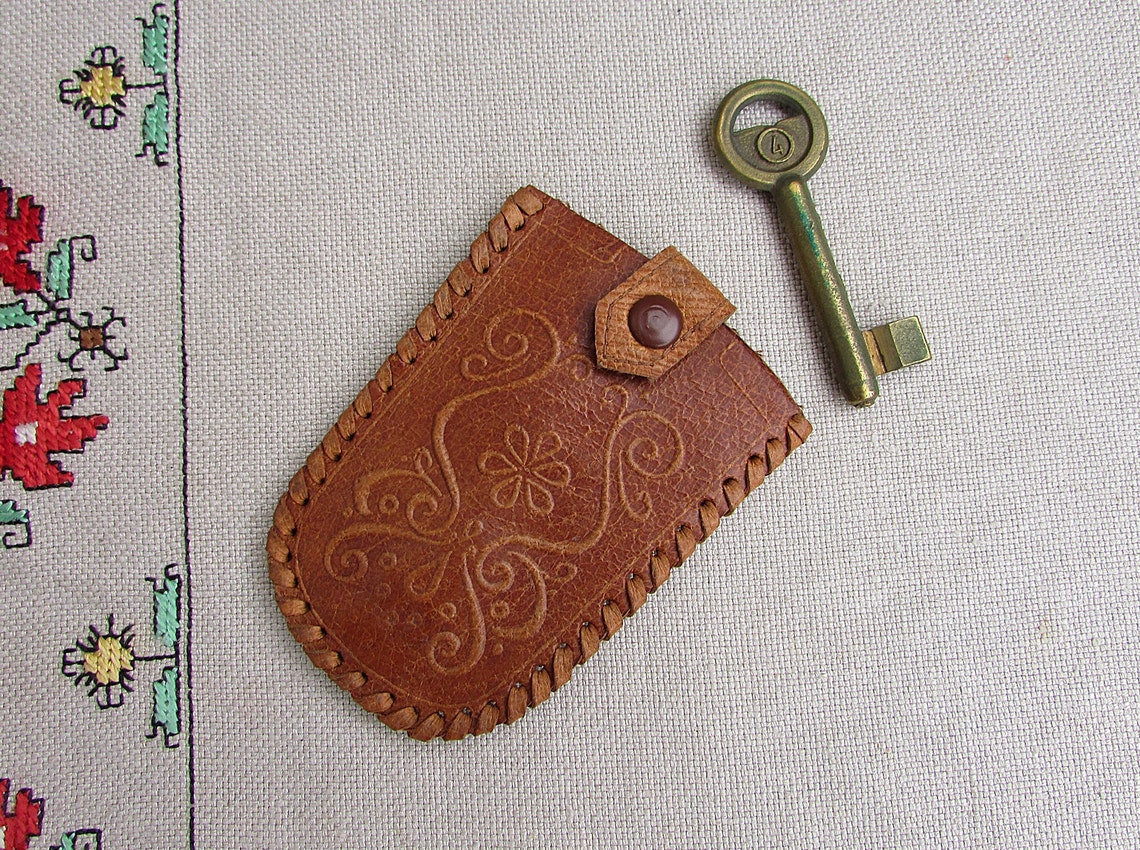 Vintage Genuine Leather Key Holder Leather Key Case Brown Etsy