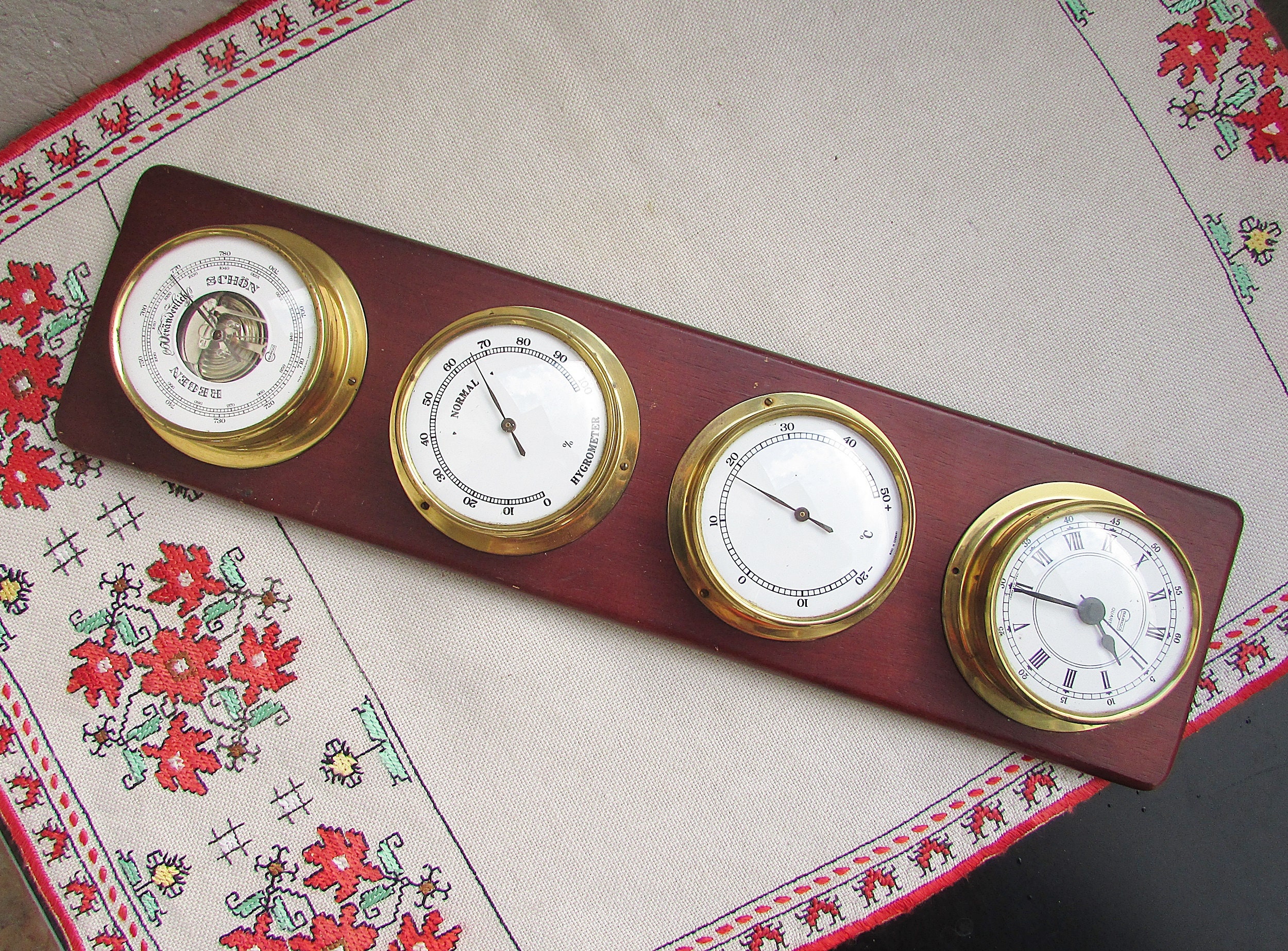 Vintage German Weather Station BARIGO, Barometer Thermometer