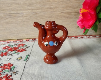 Vintage Ceramic Whistle Pitcher#2, Handmade Small Toy Flute Ocarina, Water Whistle, Water Warbler Flute, Traditional Bulgarian Pottery