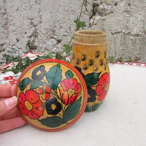 Vintage Hand-Painted Wooden Mushroom Box, Russian Folk Art Toy image 5