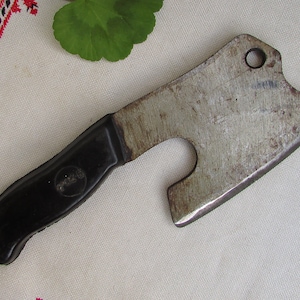 Vintage Meat Cleaver ‘70s, Massive Butcher Knife #4, Primitive Meat Chopper, Vintage Hatchet, Couteau De Boucher, Vintage Kitchen Decor