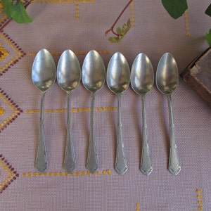 Vintage Set of 6 Silver-Plated Spoons Alpacca ‘50s, Made in Germany Serving Spoons, Dessert Tea Spoons, Collection Mid Century, Housewarming