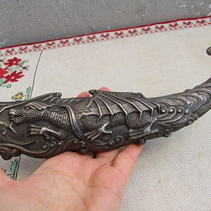 Vintage Aluminum Sheath, Old Ornate Sheath, Hunting Accessories, Gift for Men, Man Cave Décor, Collectibles