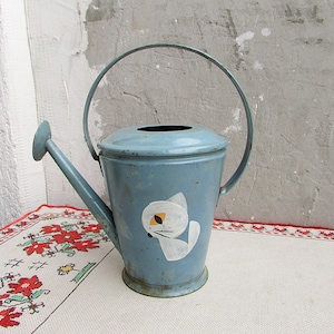 Vintage Tin Kids Watering Can 1960s, Children&#39;s Watering Can, Tin Toy Watering Can, Garden Watering Can, Mini Garden Tool