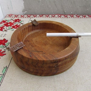 Vintage Wood Ashtray, Handmade Cigarette Ashtray, Hand-Turned Ash-Tray, Massive Wooden Ashtray, Handcrafted Cigarette Ashtray