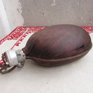 Vintage Aluminum Military Canteen with Wood Cover, Water Flask, Military Water Bottle, Drink Flask, Army Collectible, Army accessory