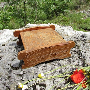 Vintage Wooden Jewelry Box, Unique Handmade Wood Box with Carved Decoration, Trinket Box, Hand Carved Wood Keepsake Box, Vintage Home Decor