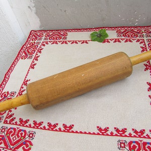 Vintage Rolling Pin, Antique French Rolling Pin, 1970s Wooden Rolling Pin Large Size, Primitive Farmhouse Rolling Pin, Pastry Tool