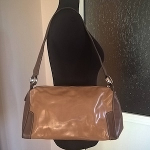 Vintage Brown Leatherette Shoulder Handbag, Women Brown Bag GERRY WEBER, Artificial Leather Purse, Faux Leather Strap Handbag