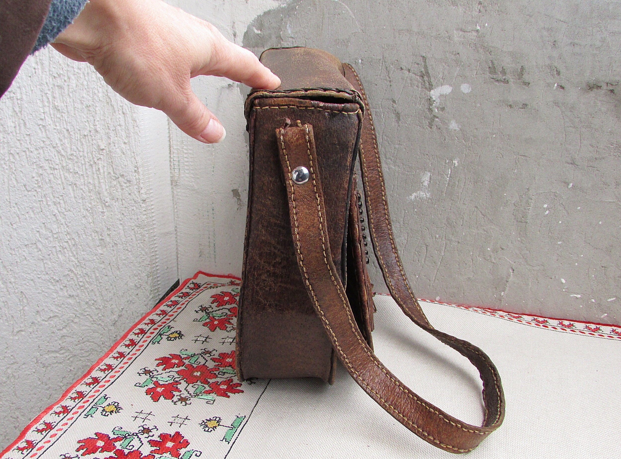 60年代ヴィンテージのフリンジ付きレザーショルダーバッグ - Etsy 日本