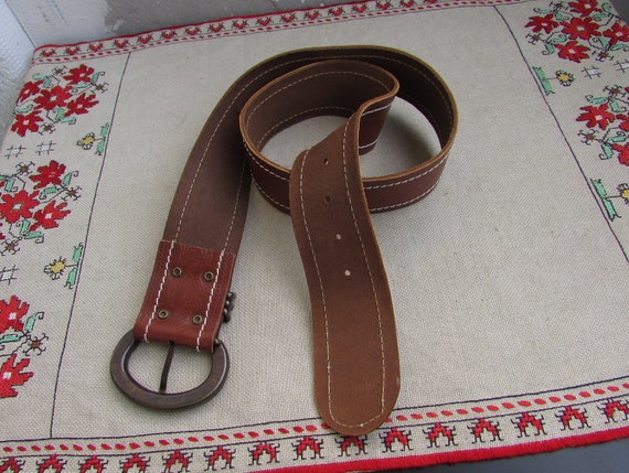 Vintage Lady's Brown Belt, Brown Faux Leather Bel… - image 4