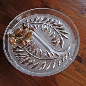 Vintage Lead Crystal Plate 9&quot;,  Crystal Serving Plate, Platter, Centerpiece Decor, Round Divided Crystal Dish, Special Occasion Dish
