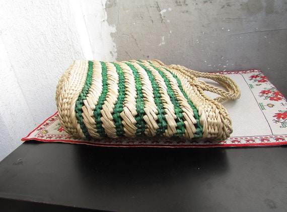 Vintage Wicker Handbag, Handmade Straw Bag, Straw… - image 6