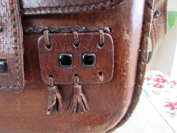 Vintage Rare ‘60s Genuine Leather Shoulder Handba… - image 9