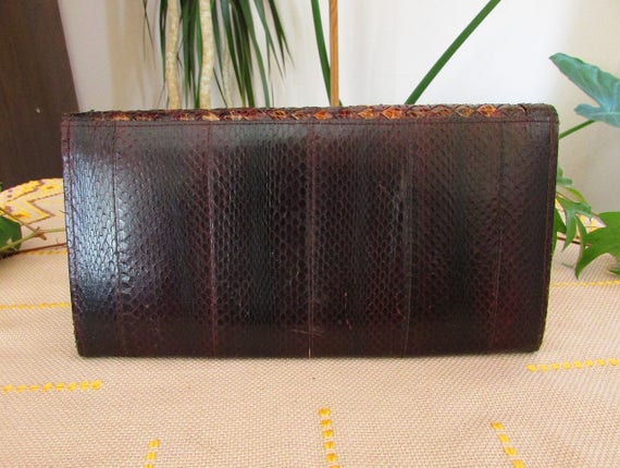 Vintage Women's Faux Brown Leather Bag, Envelope … - image 4