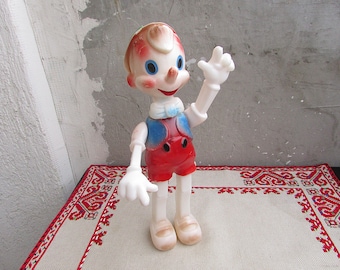 Vintage 70s Pinocchio Plastic Doll: USSR Collectible Toy