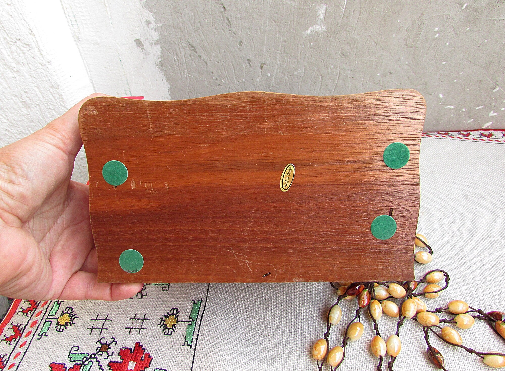 Vintage Wooden Jewelry Box, Wood Jewelry Box With Mirror