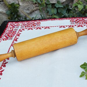 Vintage Rolling Pin, Antique French Rolling Pin #3, 1970s Wooden Rolling Pin Large Size, Primitive Farmhouse Rolling Pin, Pastry Tool