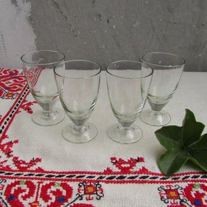 Vintage Shot Glasses, Liqueur Glasses, Set of 4 Vintage Shot Glasses 1960s, Clear Glass Shot Glasses, Set of 4 Vodka Glasses, Retro Bar