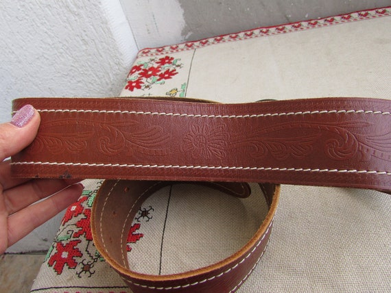 Vintage Lady's Brown Belt, Brown Faux Leather Bel… - image 7