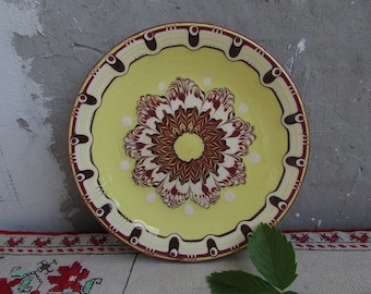 Vintage Ceramic Serving Plate, Hand Painted Glazed Plate #3, Handmade Clay Plate, Traditional Bulgarian Pottery, Stoneware Pottery