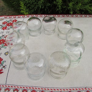 Vintage Suction Cups, Set of 10 Medical Glass Cups, Medical Tools, Glass Jars Vacuum Massage, Suction Therapy, Vintage Medicine