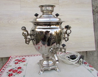 Vintage Russian Metal Electric Samovar, Made in USSR, Vintage Water Heater, Traditional Electric Metal Tea Pot, Working Russian Samovar