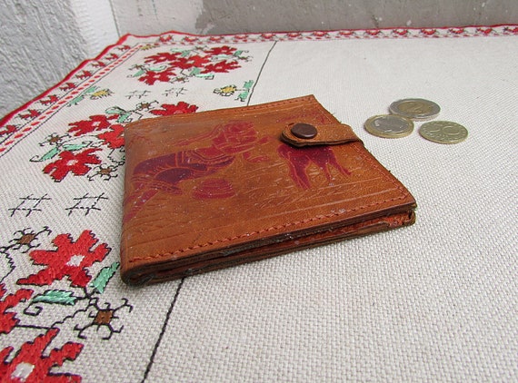 Unique Vintage Brown Genuine Leather Wallet, Vint… - image 9