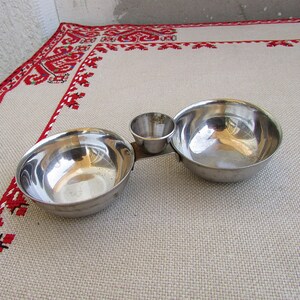 Vintage Metal Salt and Pepper Cellar, Double Open Salt Cellar, Metal Salt Shaker, Metal Salt and Pepper Holder, Silver Ton Cellar