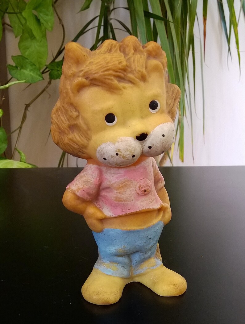 Animal Toy Baby Bath Toy Collectible Toy Soft Rubber Lion Toy Vintage Rubber Toy 1970s Retro Rubber Doll Nursery Decor