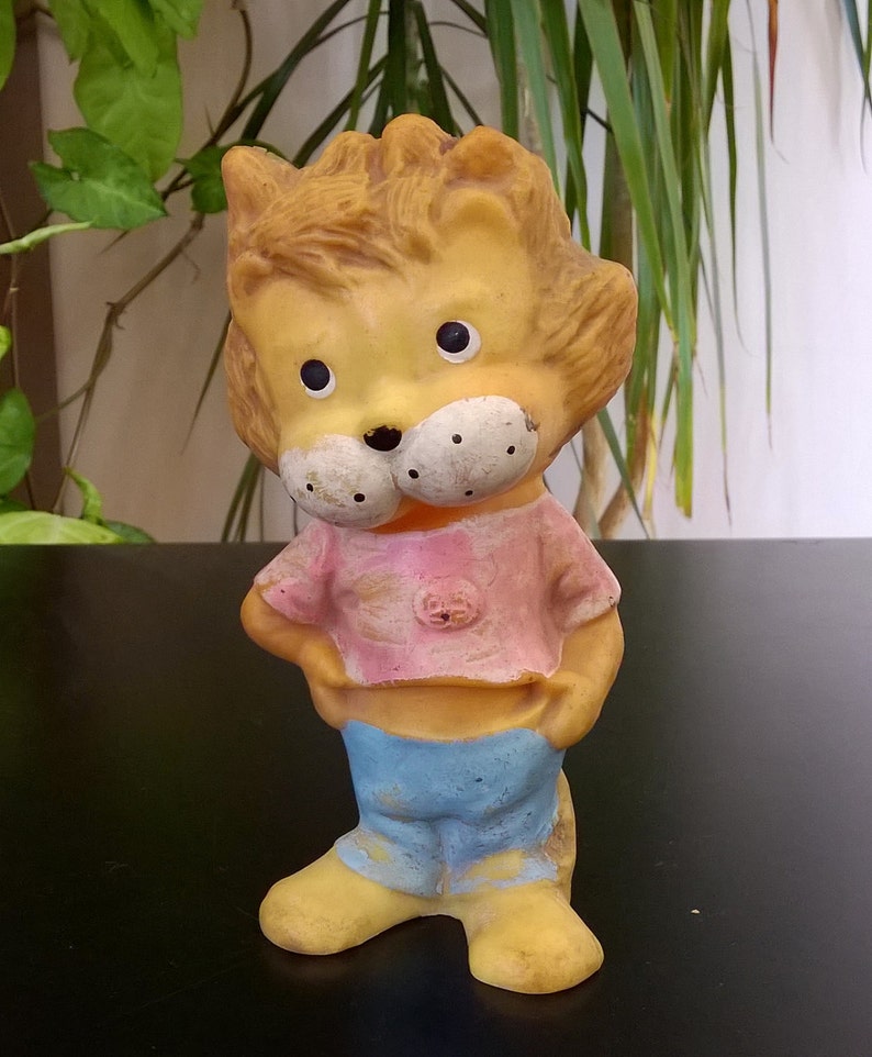 Animal Toy Baby Bath Toy Collectible Toy Soft Rubber Lion Toy Vintage Rubber Toy 1970s Retro Rubber Doll Nursery Decor