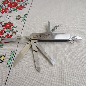 Vintage Utility Pocket Knife Stainless Steel, Multi-Purpose Pocket Knife has 11 tools, Multi Tool Folding Pocket Knife, Mens Hand Tool