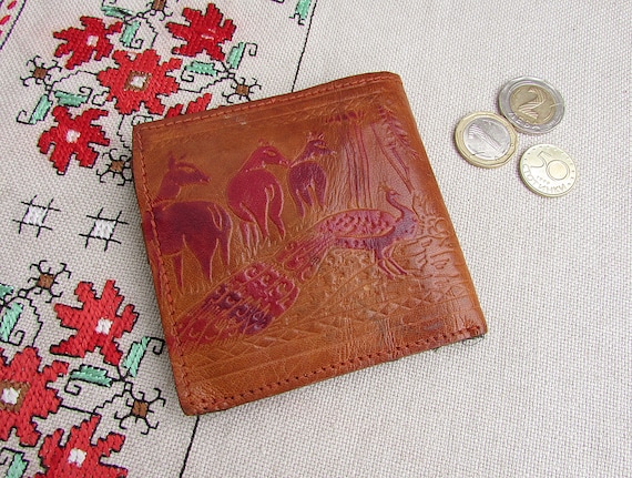 Unique Vintage Brown Genuine Leather Wallet, Vint… - image 2
