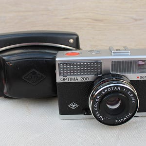 Vintage Camera Agfa Optima 200 Sensor 35mm, Viewfinder camera, Made in Germany, Photo Camera with Black Leather Case, Working Travel Camera