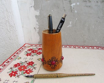 Pen Stand, Pen Holder Wood, Wooden Pencil Holder, Wood Desk Organizer,  Brush Holder 