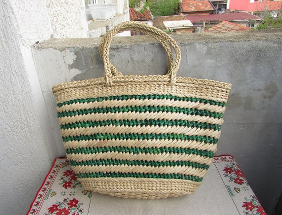 Vintage Wicker Handbag, Handmade Straw Bag, Straw… - image 3