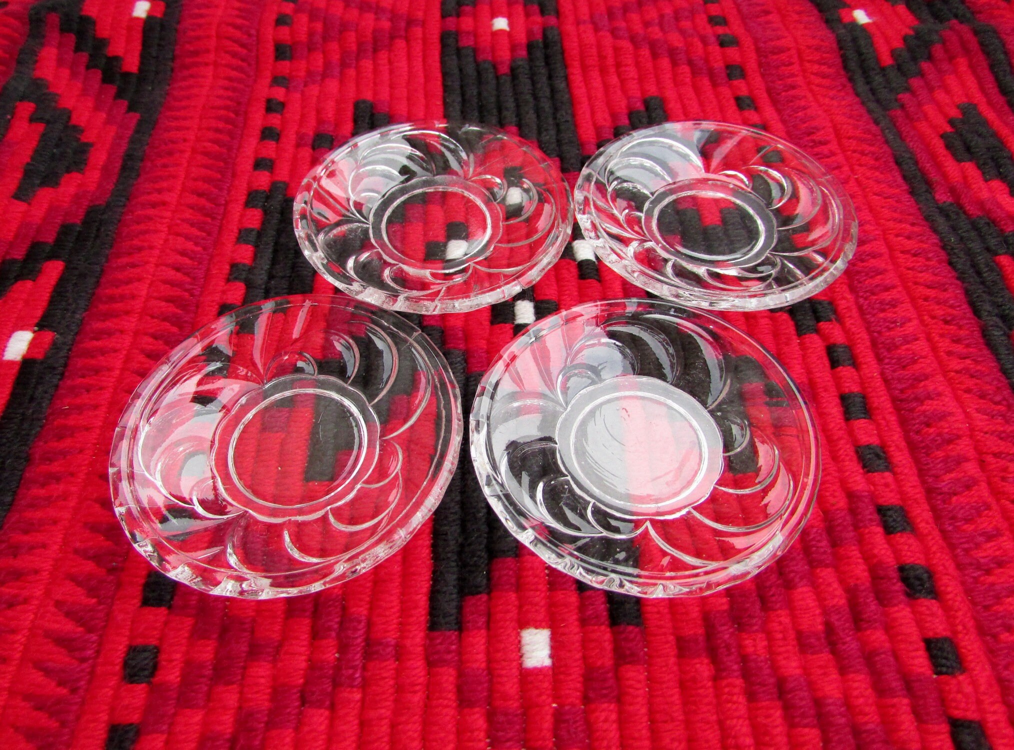 Set of 4 Vintage Small Glass Plates Appetizer / Dessert Etsy