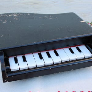 Vintage Children&#39;s Toy Wooden Piano, Vintage 10 Button Piano Toy, Children&#39;s Musical Instrument, Мusical Toy