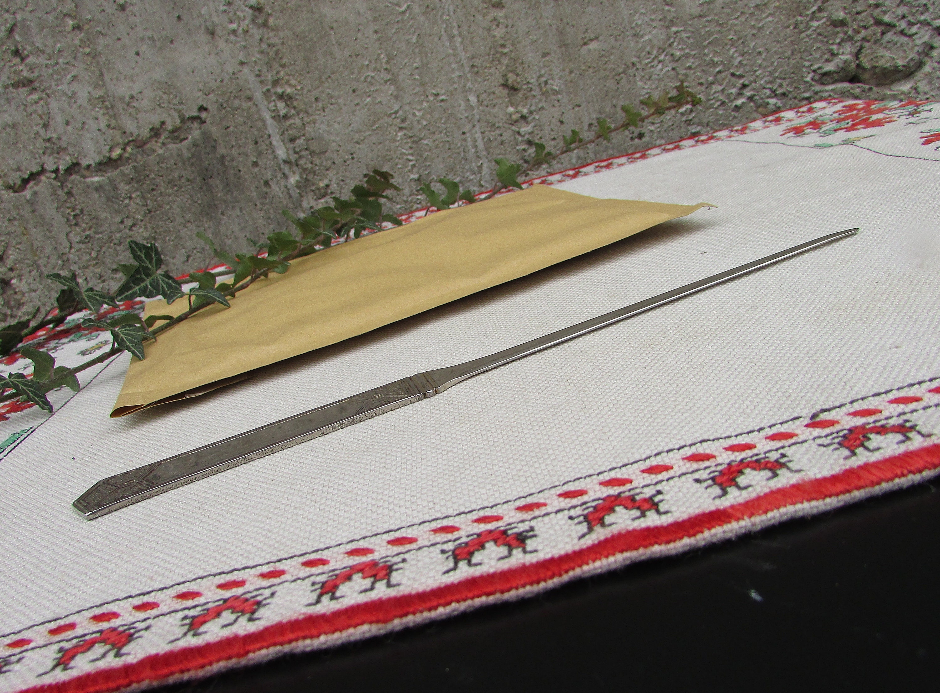 Tagliacarte Vintage In Metallo - Per Ufficio E Casa - Design Retrò - Placcato - Apribuste Elegante - Foto 5