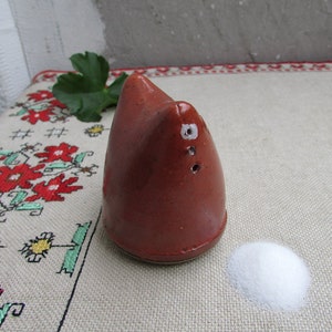 Unique Vintage Clay Salt/Pepper Cellar, Clay Salt Shaker, Handmade Salt /Pepper Holder, Bulgarian Folk Art, Ceramics and Pottery