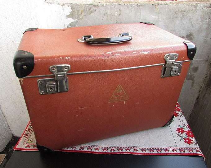 Vintage Luggage Suitcase 1950s, Brown Cardboard Case, Big Size Suitcase, Storage Case, Old Luggage, Travel Baggage, Collectible Case