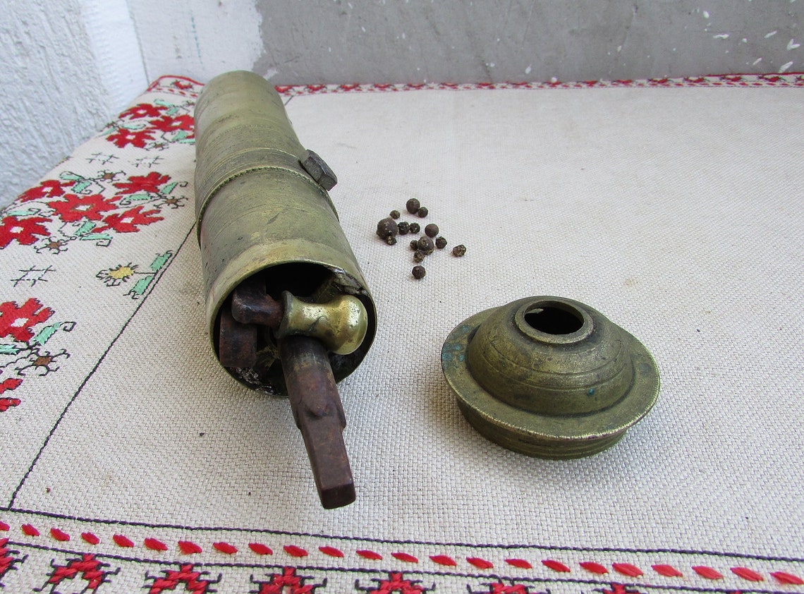 Vintage Brass Pepper Mill Brass Pepper Grinder 3 Vintage Etsy