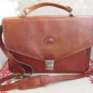 Vintage 70's bruin lakleer aktetas, mannen Office Business tas, Messenger handtas, lederen koffer, vintage portefeuille, schooltas