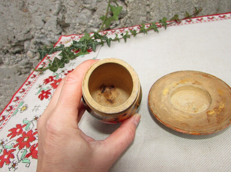 Vintage Hand-Painted Wooden Mushroom Box, Russian Folk Art Toy image 8