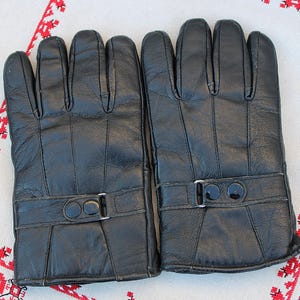 Vintage Black Leather Gloves, Man Leather Gloves Size 10 1/2, Black Leather Driving Gloves, Genuine Leather Gloves for Man, Gift for Him