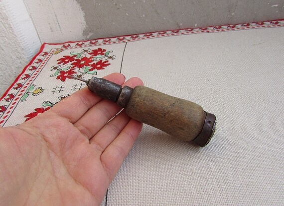 UNIQUE Awl Punch Leather Work Scratch Tool Wood Handle with Brass Frerrule